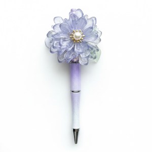 Mystic Pearl Bloom, paars transparante bloemenpen, cadeau voor haar