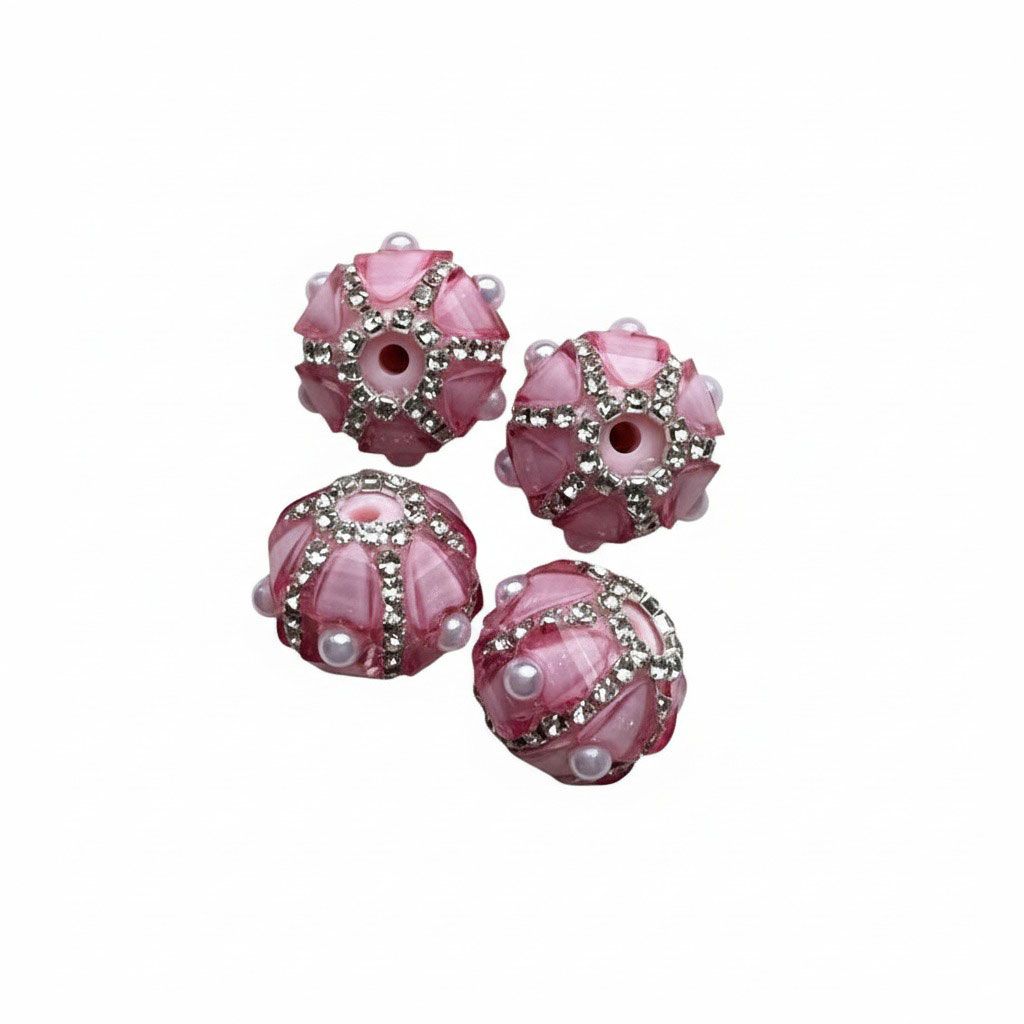 Roze Rhinestone Parel kraal voor op de pen