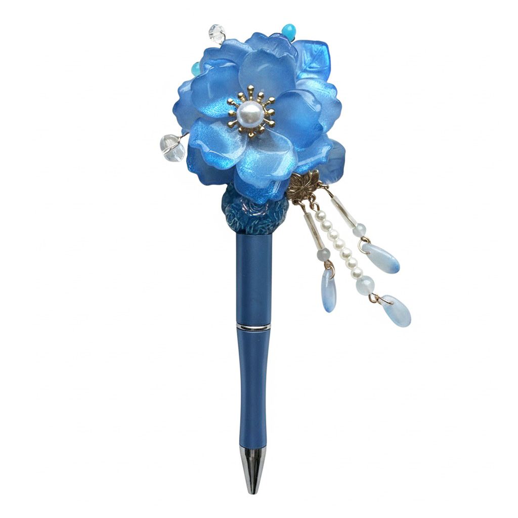Blue Blossom Luxe bloemenpen, origineel cadeau voor haar