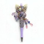 Butterfly Bloom, paarse bloemenpen met vlinder, cadeau voor haar