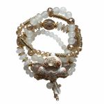 Mini fancy SP armband, wit goud geel