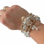 Mini fancy SP armband, wit goud geel