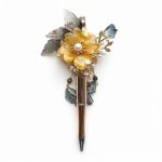 Golden Bloom Luxe, goud gele bloemenpen, cadeau voor haar