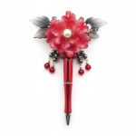 Crimson Pearl Bloom, rode bloemenpen, cadeau voor haar