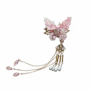 Vlinder roze met hangers kraal