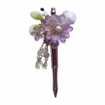 Pearl Dew Charm, paarse bloemenpen, cadeau voor haar