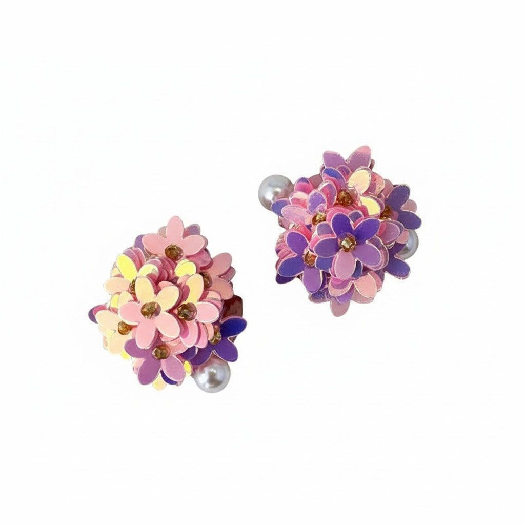 Kraal voor op de pen, roze bloemen pailletten