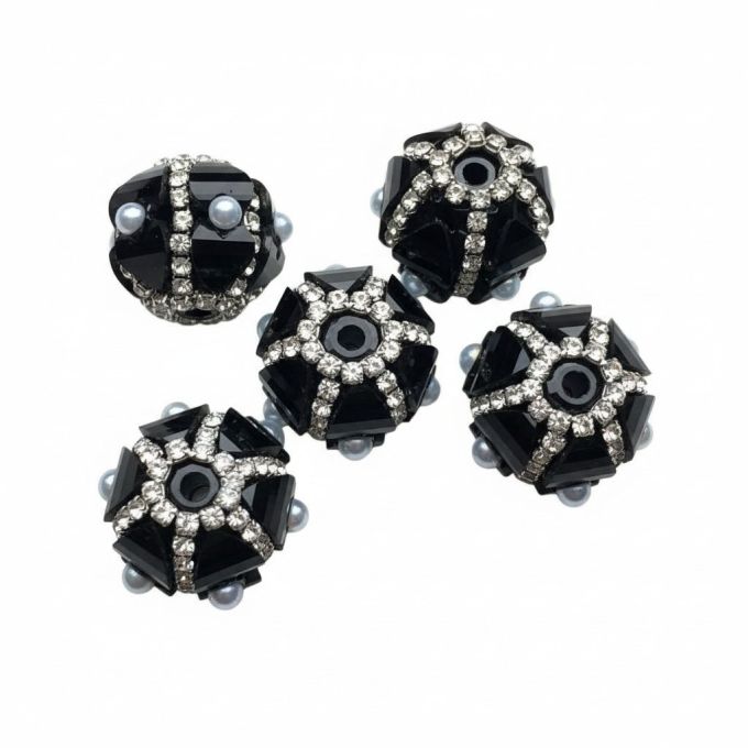 Rhinestone Parel Kraal Zwart