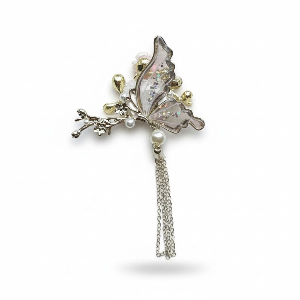 Vlinder goud transparant, pentopper kraal, fancy bead met hangers