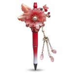 Ruby Bloom Charm, roze rode bloemenpen, cadeau voor haar